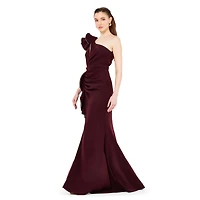 Amri Ruffle Pleated Gown with Rhinestone Embellishment