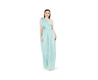 Amri Women's One Shoulder Floral Detail Ruched Gown