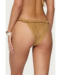 Edikted Womens Gilda Faux Suede Bikini Bottoms