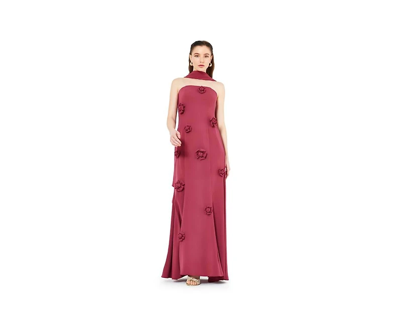 Amri Floral Applique Strapless Mermaid Gown