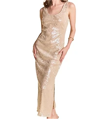 endless rose Women's Scoop Neck Sequins Midi Dress