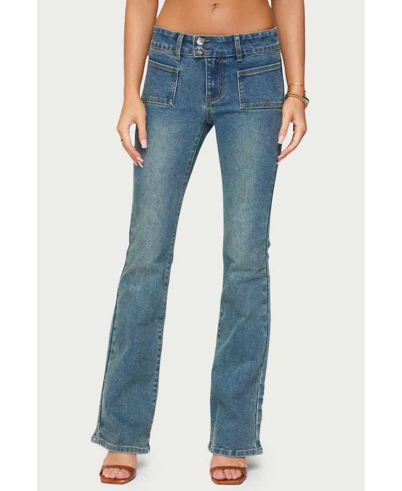 Edikted Women's Mattea Low Rise Flared Jeans