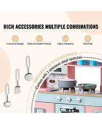 Slickblue 24 Piece Kids Kitchen Playset Pretend Cooking Toy with Pots Pans and Utensils