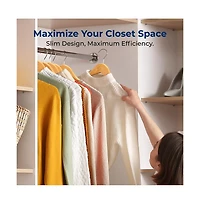 SereneLife Solid Wooden Hangers, Mega Pack, 50 Pieces Hangers for Clothes, Heavy Duty Suit Hanger Set with Chrome 360 Degree Swivel Hook, Notched Desi