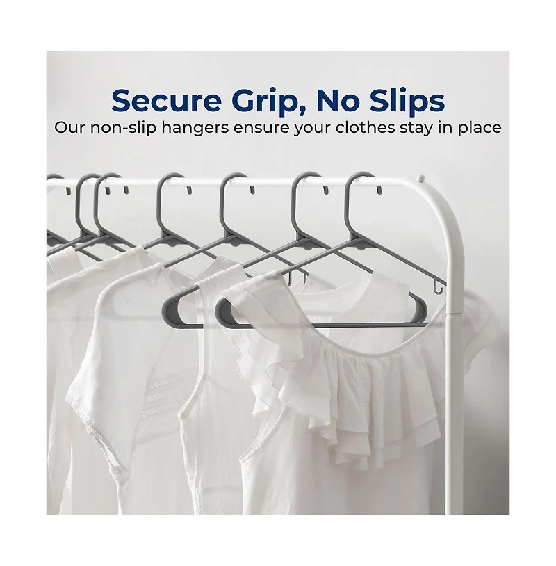 SereneLife 50 Pack Plastic Hangers, Non-Slip, Space-Saving Closet Organizers, Durable and Strong for Shirts