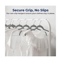 30-Piece Velvet Shirt Hangers - Non-Slip, Sturdy, Space Saving and Heavy Duty Coat Set with 360° Swivel Hook for Clothes (Grey