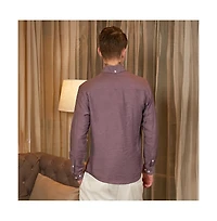Campus Sutra Men's Grape Purple Breezy Wrinked Relaxed Shirt