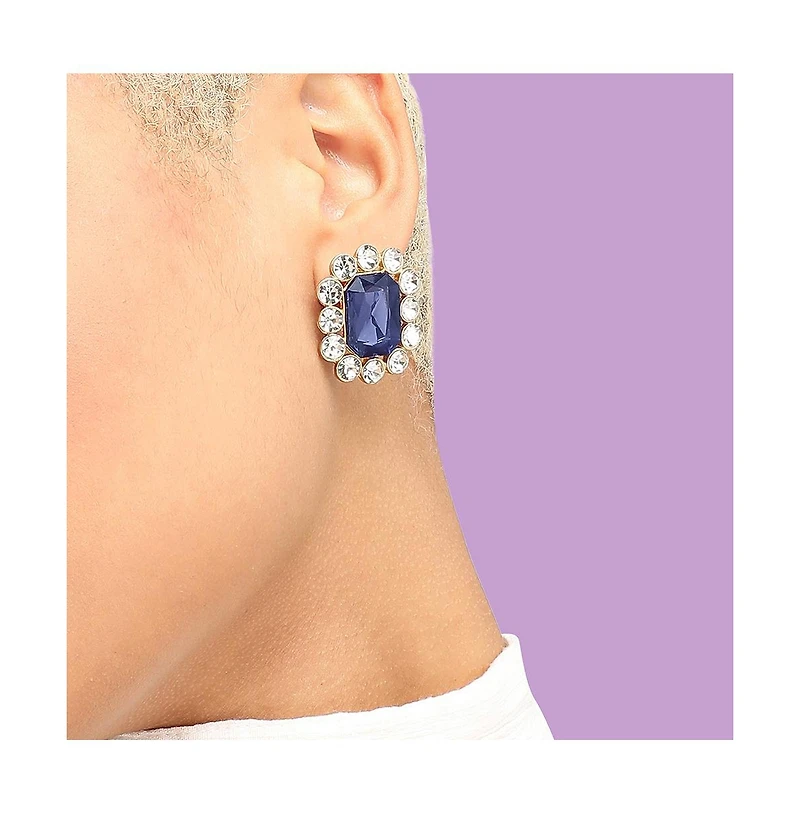 Sohi Women's Green Octagon Stud Earrings