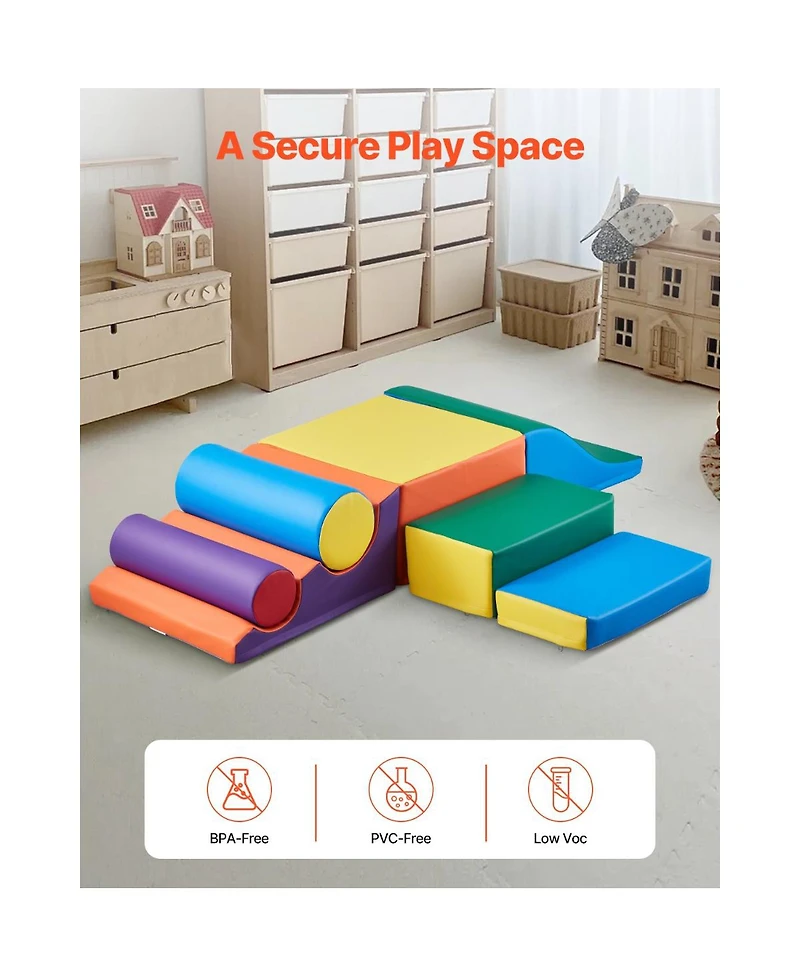 Slickblue Toddler 7 Piece Foam Climbing Blocks Set Preschoolers Indoor Play