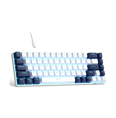 risokeys Portable 60% Mechanical Gaming Keyboard, Mk-Box Led Backlit Compact 68 Keys Mini Wired Office Keyboard with Red Switch for Windows Laptop