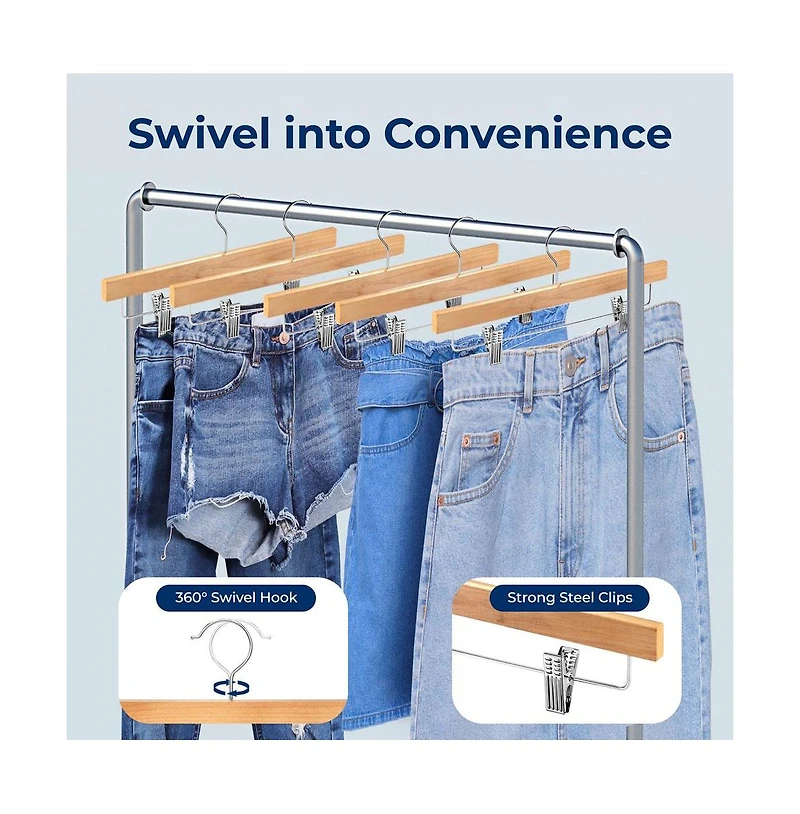 SereneLife 20 Pcs. Premium Wooden Pants Hangers