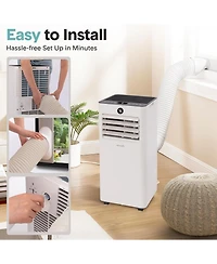SereneLife Portable Air Conditioner - 8000 Btu (Ashrae) Compact Cooling Unit with Window Mount Kit for Home Use (White)