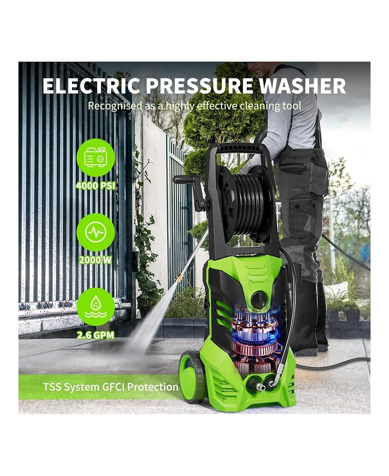 Sugift 4000 Psi 2.8 Gpm Cold Water Corded Pressure Washer with 4 Quick-Connect Nozzles