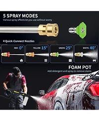 5000 Psi 2.8 Gpm Cold Water Smart Touch Electric Pressure Washer with Soap Bottle and 4 Quick-Connect Nozzles
