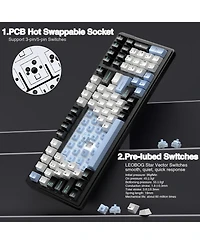 risokeys Wireless Mechanical Keyboard,Tri-Mode BT5.0/2.4GHz/Usb-c Hot Swappable Custom Keyboard,Gasket Structure,Rgb Backlit Gaming Keyboards for Pc/T