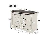 Casainc Storage Cabinet with Silent Sliding Doors and Three Drawers