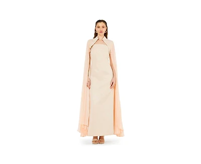 Amri Women's Strapless Column Dress With Detachable Cropped Cape Jacket