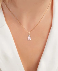 Cubic Zirconia Two-Stone 18" Pendant Necklace in 14k Rose Gold-Plated Sterling Silver