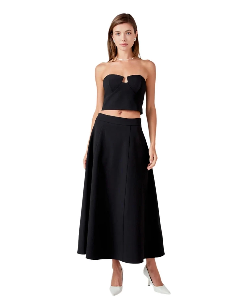 endless rose Women's Flare A Line Midi Skirt