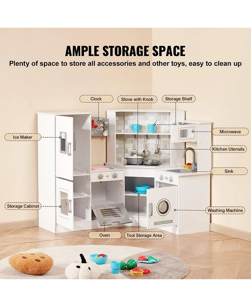 Slickblue Kids Kitchen Playset with 24 Piece Pretend Cooking Accessories for Imaginative Play