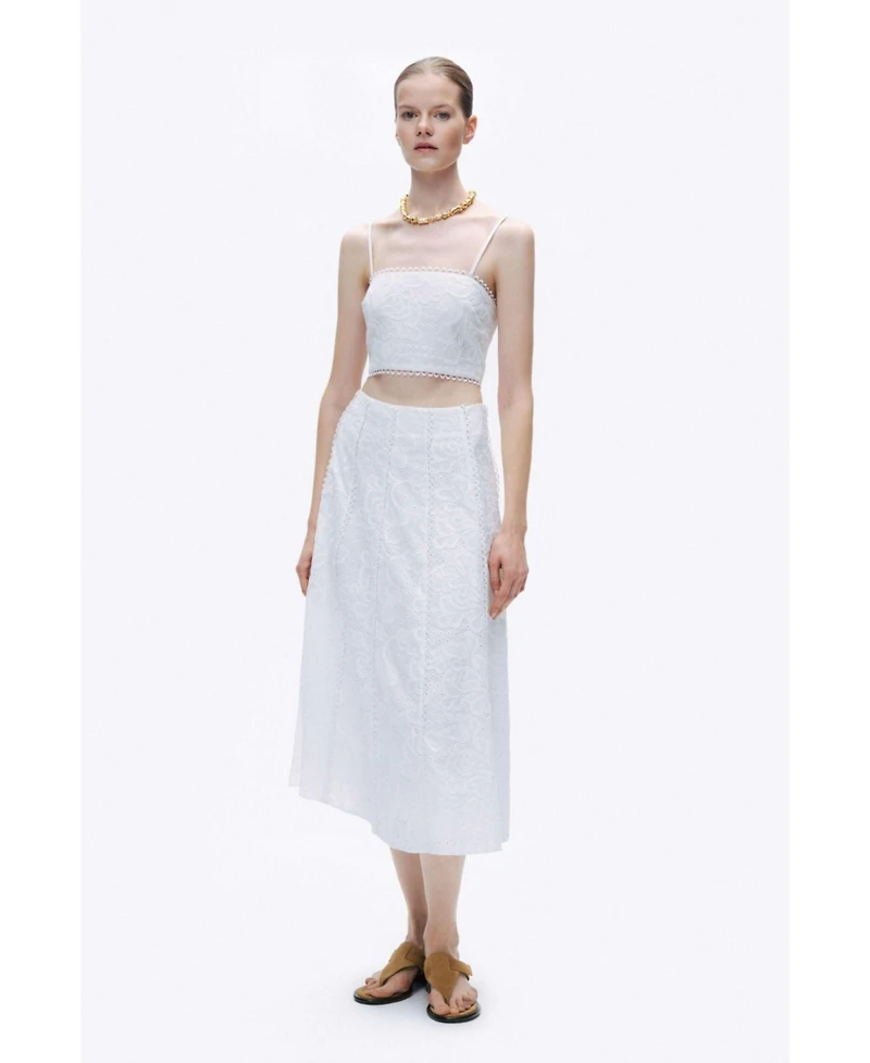 Nocturne Women's Embroidery Detail Midi Skirt