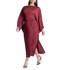 Eloquii Women's Plus Cape Effect Plisse Dress