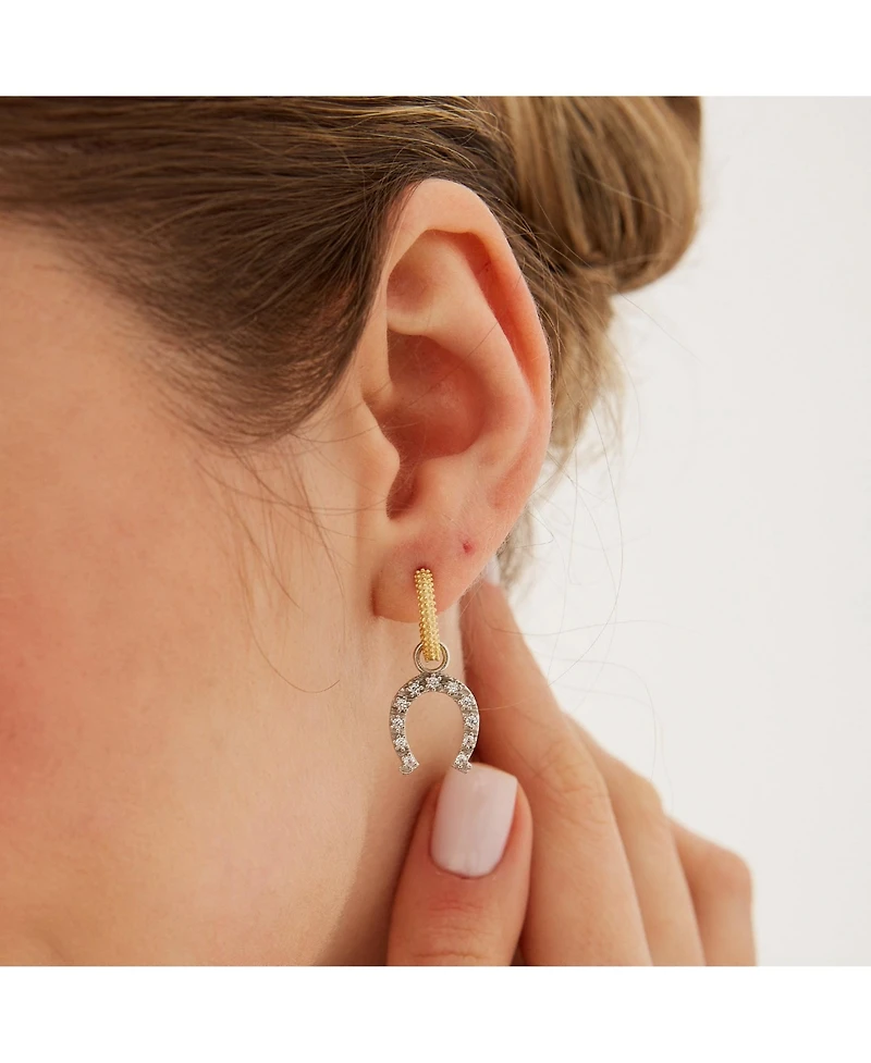 Spero London Gold Vermeil Hoop Sterling Silver Horseshoe Equestrian Earrings