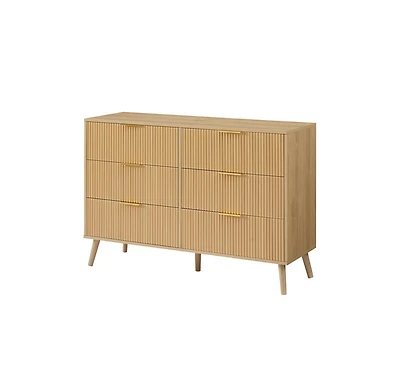 Casainc Wooden Kitchen Cabinet with 6 Double Drawers
