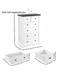 Casainc Tall Bathroom Cabinet Closet Organizers Storage Clothes with 6 Drawers