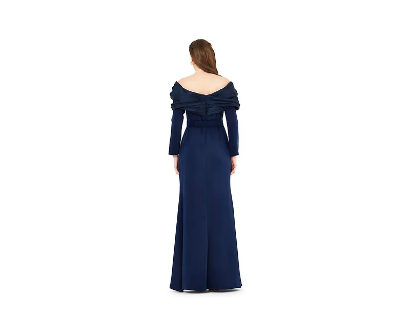Amri Women's Ruched Drape Off-The-Shoulder Wrap Over Gown