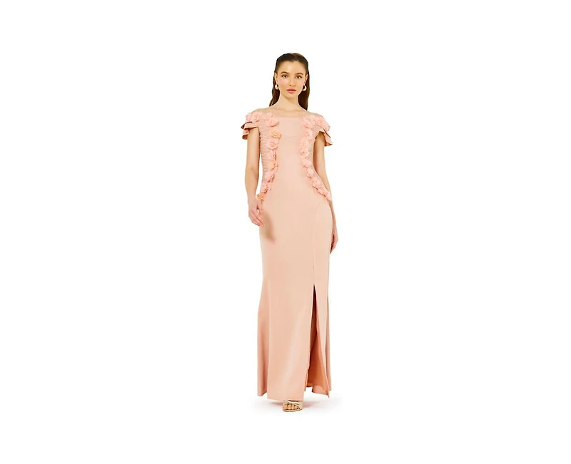 Amri Women's Lace Cutout Floral Embellished Off-The-Shoulder Crepe Gown