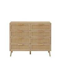 Casainc Wooden Storage Cabinet Double Dresser with rattan drawers