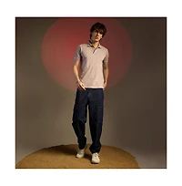 Campus Sutra Men's Blush Pink Lined-Knit Polo T-Shirt