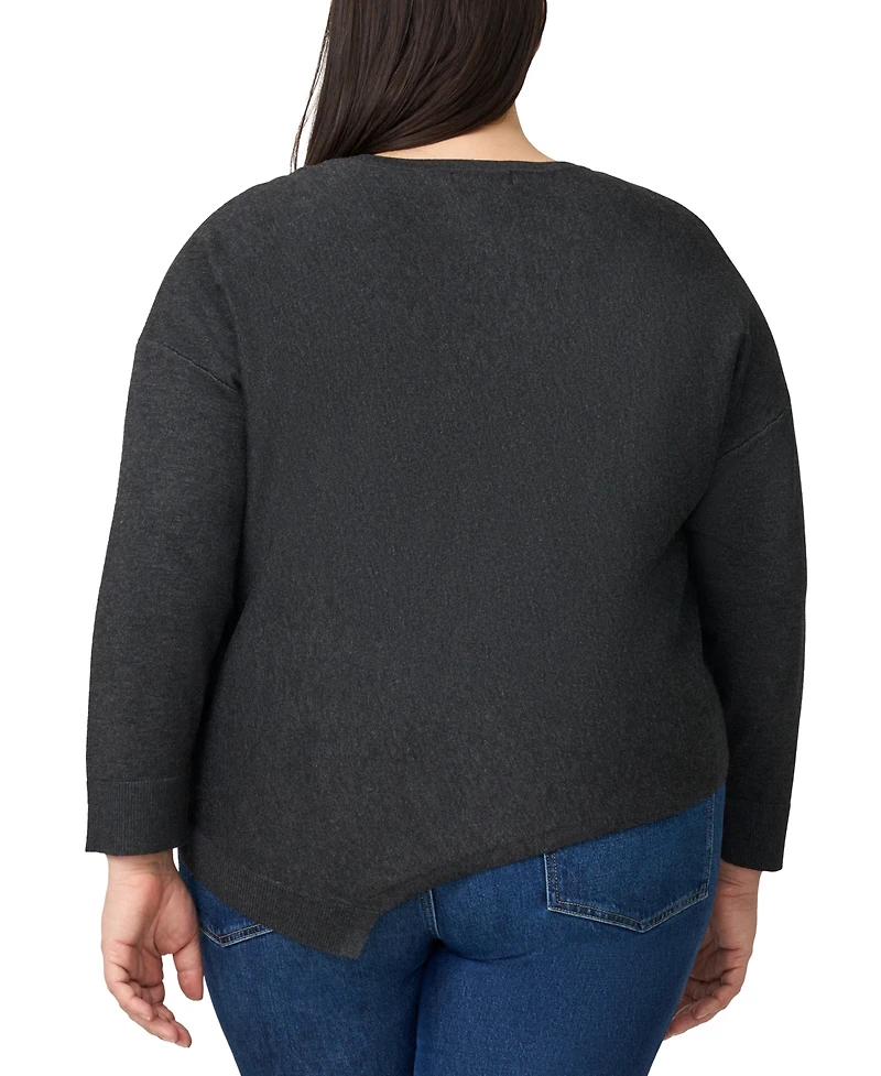 Melissa Paige Plus Asymmetric-Hem Tunic Sweater