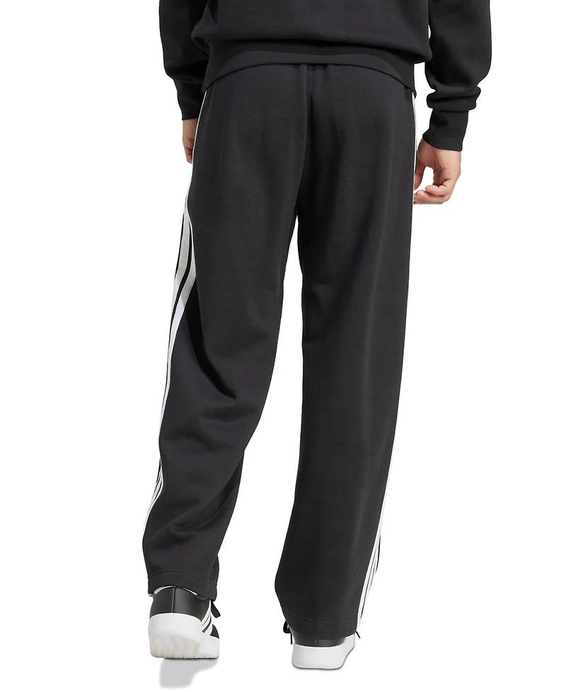 adidas Men's Wide-Leg 3-Stripes Fleece Pants