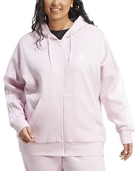 adidas Plus Essentials 3-Stripes Full-Zip Fleece Hoodie