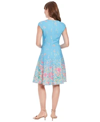 London Times Women's Scattered Floral-Print Fit & Flare Dress