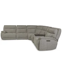 Ozryn -Pc. Fabric Sectional with Console and Power Motion Chairs