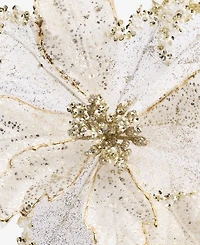 Holiday Lane Gilded Glamour White Poinsettia Clip Ornament, Macy's Exclusive