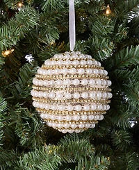 Holiday Lane Gilded Glamour Pearl Stripe Ball Ornament, Macy's Exclusive