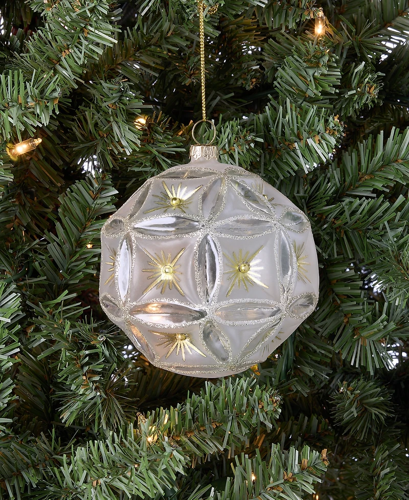 Holiday Lane Gilded Glamour Gold Molded Glass Ball Ornament, Macy's Exclusive