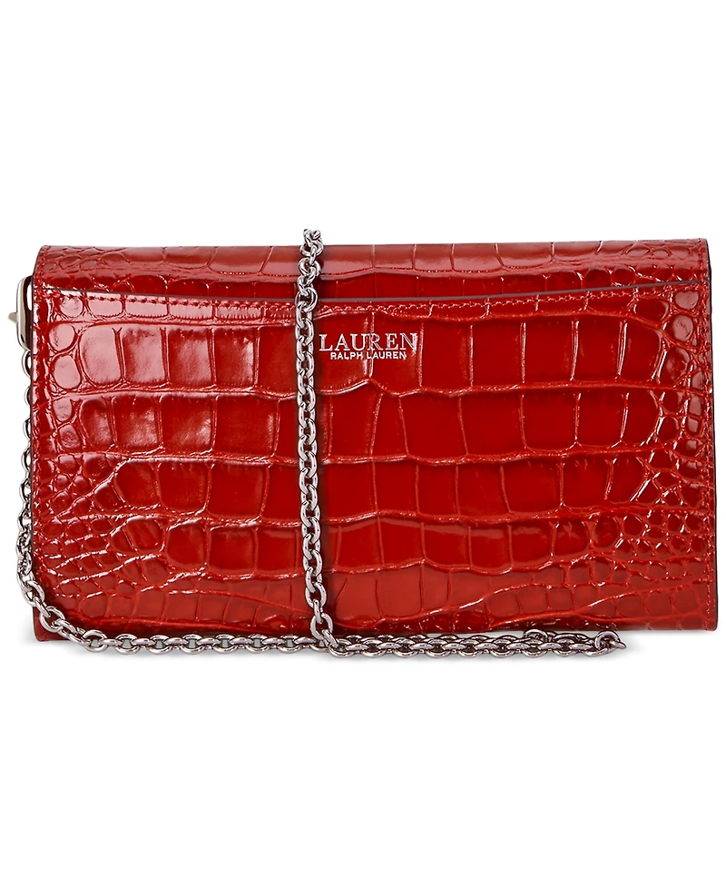 Lauren Ralph Adair Croc-Embossed Leather Small Crossbody
