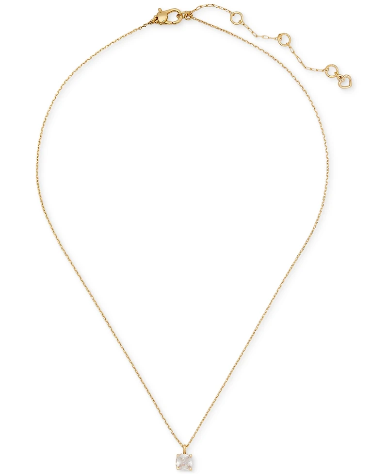 kate spade new york Cubic Zirconia Square Pendant Necklace, 16" + 3" extender