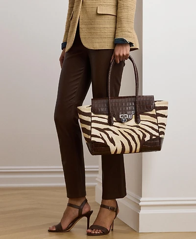 Lauren Ralph Lauren Zebra-Print Canvas Extra Large Tanner Satchel