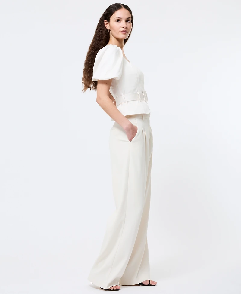 French Connection Women's Sateen Puffed-Sleeve Top