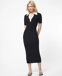 French Connection Women's Cozysoft V-Neck Collared Midi Dress