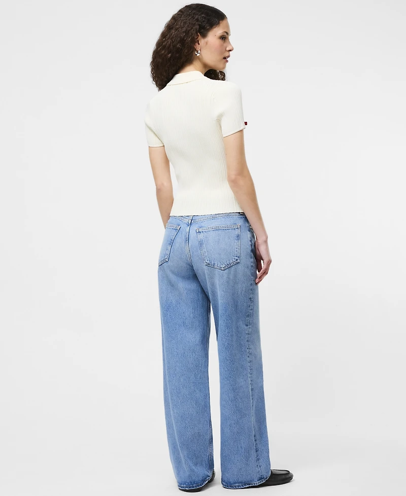 French Connection Women's Ribbed Knit Polo Shirt