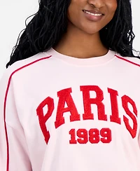 Rebellious One Juniors' Paris Chenille Patch Sweatshirt