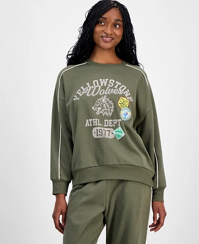 Rebellious One Juniors' Yellowstone Crewneck Sweatshirt