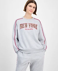 Rebellious One Juniors' Leopard New York Crewneck